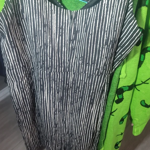 Hell Bunny Black & White Jack Striped Sheath Dress with Belt - Picture 4 of 6